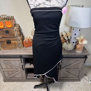 Vintage City Triangles Strapless Midi Dress Asymmetrical Floral Slinky Sz L Y2k